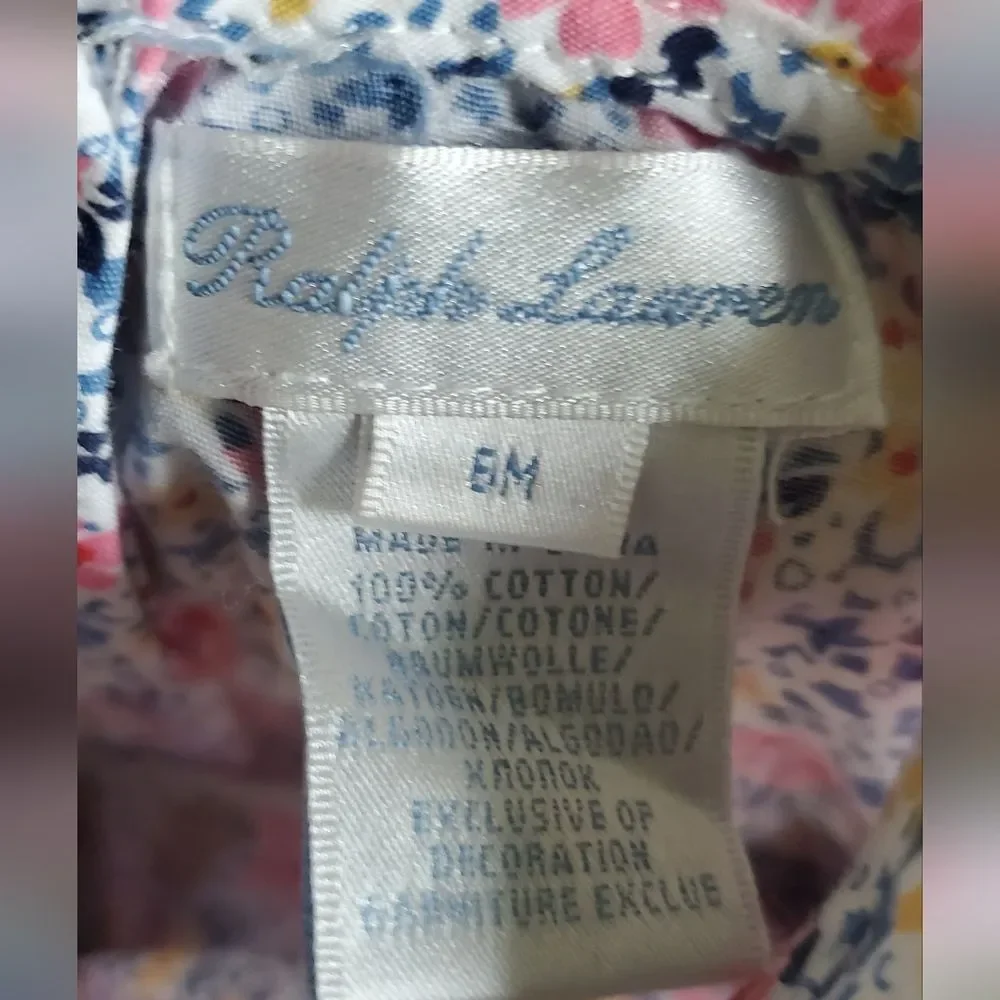 Ralph Lauren Floral Kids Shirt with Ruffle Scallop Collar Size 6 Months